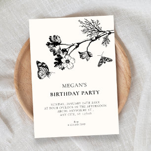 Invitation Fleur de branche florale rustique vintage pour ann
