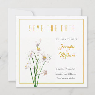 Invitation Fleur de calligraphie couleur or mariage Enregistr