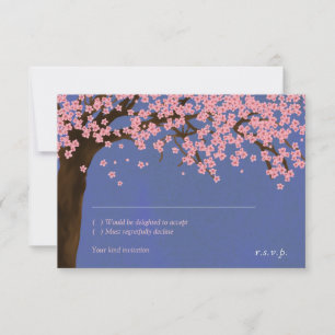 Invitation Fleur de cerise / Aquarelle Sakura (Nuit) RSVP