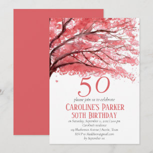 Invitation Fleur de cerise rose pâle 50e anniversaire Floral