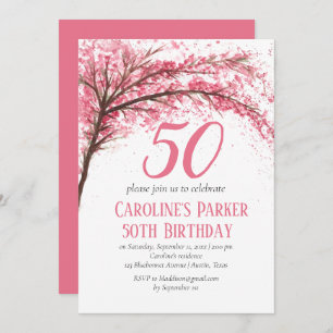 Invitation Fleur de cerise rose pâle 50e anniversaire Floral