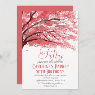 Invitation Fleur de cerise rose pâle 50e anniversaire Floral