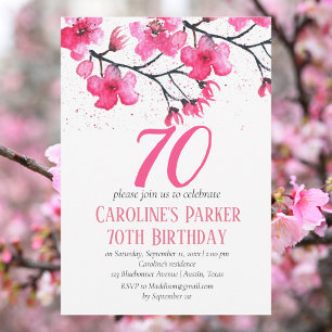 Invitation Fleur de cerise rose pâle 70e anniversaire Floral