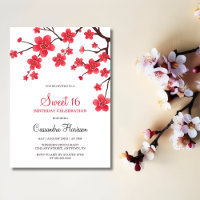 Fleur de cerise rouge fleurie Sakura 16e anniversa
