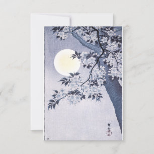 Invitation Fleur de cerise sur une nuit éclairée par la lune