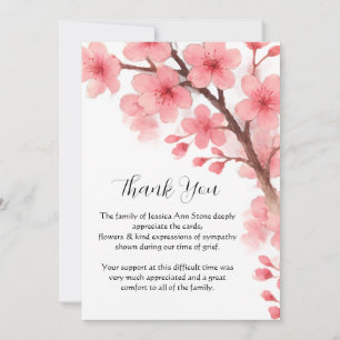 Invitation Fleur de cerisier florale funéraire décès Merci