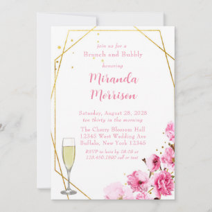 Invitation Fleur de cerisier rose Brunch géométrique & Bubbly