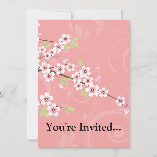 Invitation Fleur de cerisier rose doux (Devant)