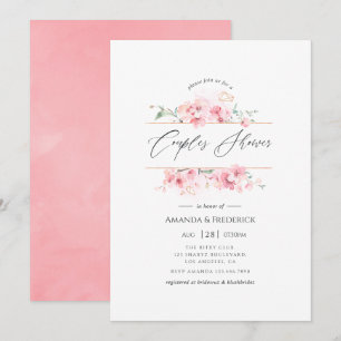 Invitation Fleur de cerisier rose géométrique pour douche de 