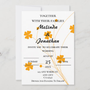 Invitation Fleur de champ blanc simple Monogramme moderne