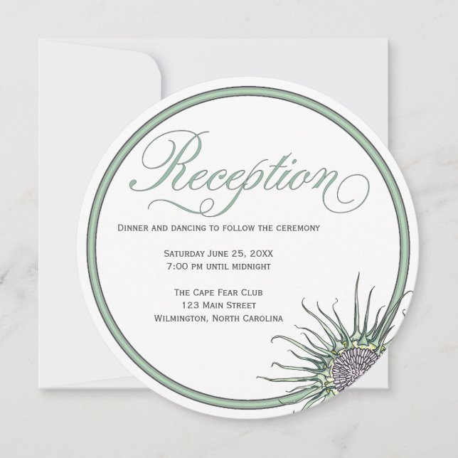 Invitation Fleur de chardon ronde mariage réception invitatio (Devant)