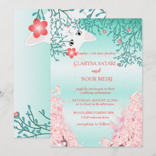 Invitation Fleur de chat fraîche et fraîche mariage