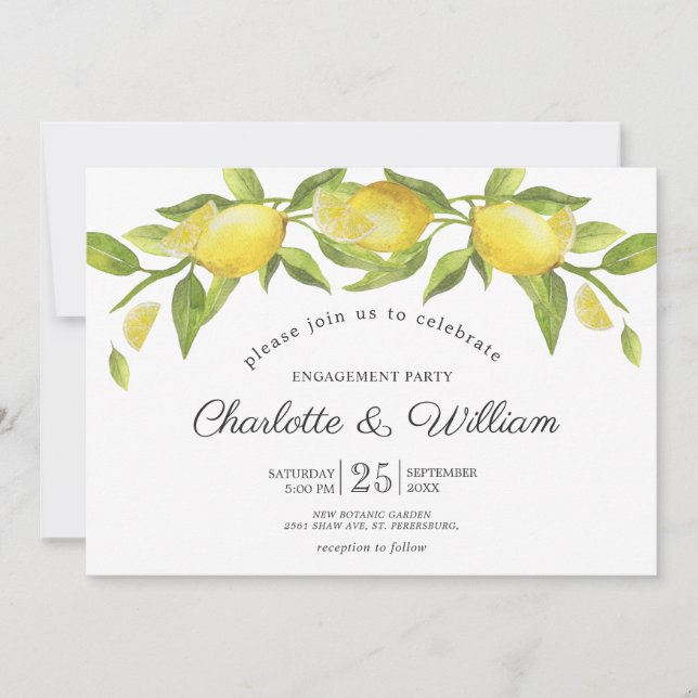 Invitation Fleur de citrons Végétal ENGAGEMENT PARTI (Devant)