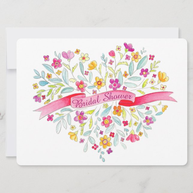 Invitation Fleur de coeur Bouquet art nuptiale douche invitat (Devant)