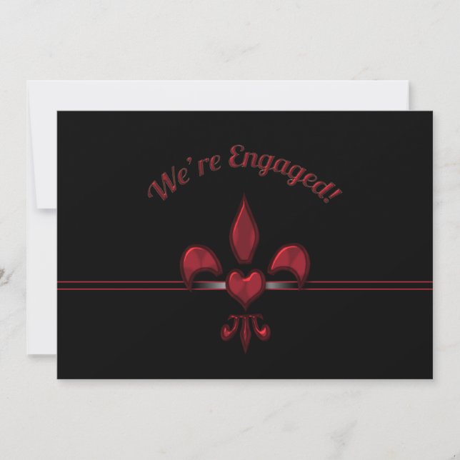 Invitation Fleur de coeur rouge noir (Devant)