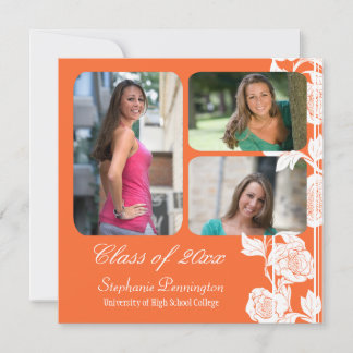 Invitation Fleur de corail 3 fête de graduation photo faire-p