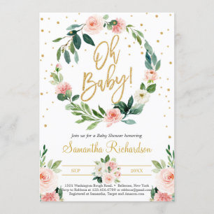 Invitation Fleur de couronne et de verdure Eucalyptus Oh Baby