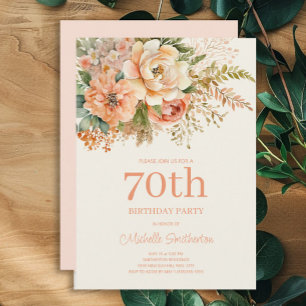 Invitation Fleur de Crème de Pêche Élégante 70e Anniversaire