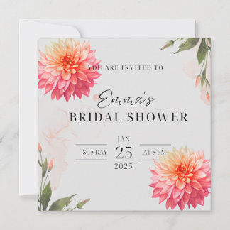 Invitation Fleur de dahlia rose shower de mariage aquarelle