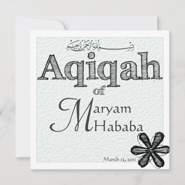 Invitation Fleur de doodle d'Aqiqah (Devant)