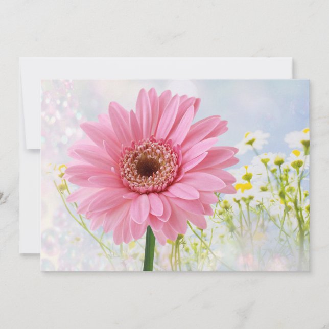 Invitation Fleur de Gerbera rose pour toutes occas (Devant)