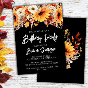 Invitation Fleur de la Chute Noire fête d'anniversaire