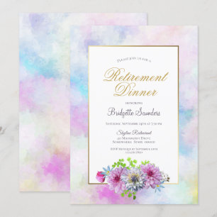 Invitation Fleur de la fête de retraite avec bordure d'aquare