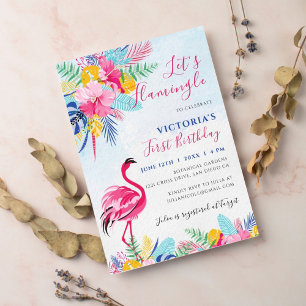 Invitation Fleur de la Forêt Tropicale Sauvage Rose Navy Anni