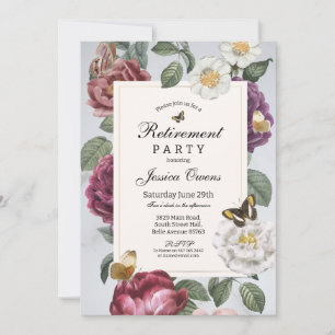 Invitation Fleur de la retraite Fleur de papillon florale Vin
