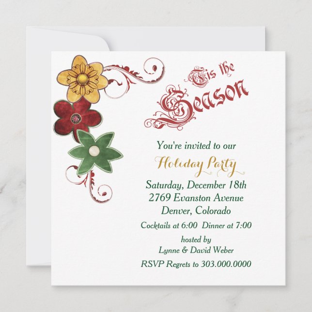 Invitation Fleur de la saison des fêtes Fête de Noël (Devant)