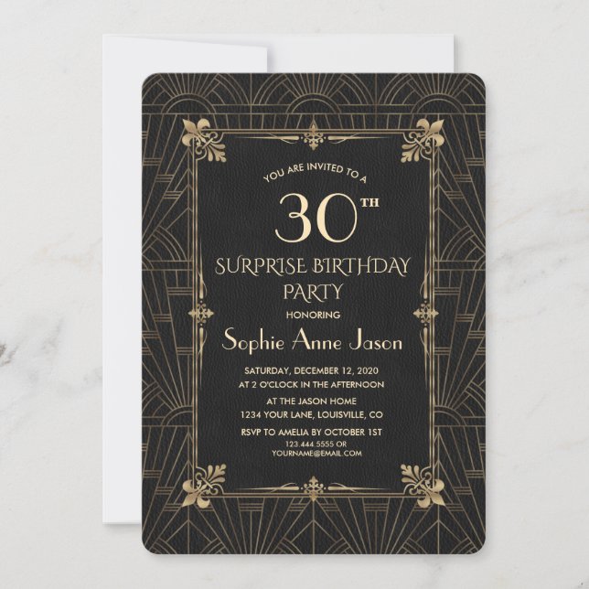 Invitation Fleur de Lis Art déco des années 1920 (Devant)