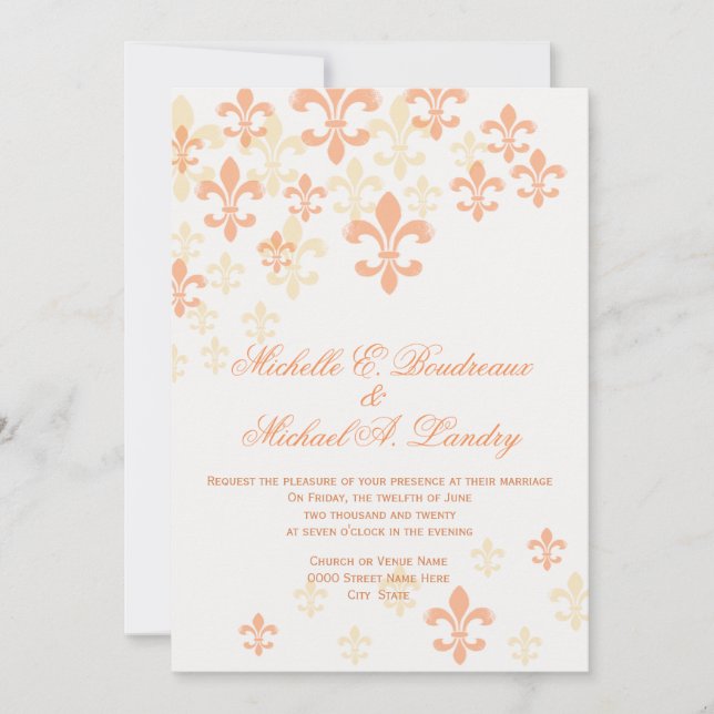 Invitation Fleur de Lis Cascade Mariage informel 3 (Devant)