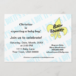 Invitation Fleur de Lis C'est un Baby shower de garçon