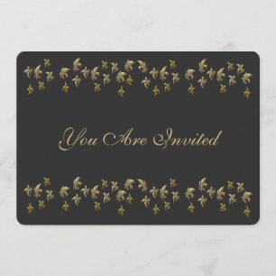 Invitation Fleur de Lis Confetti noir et or