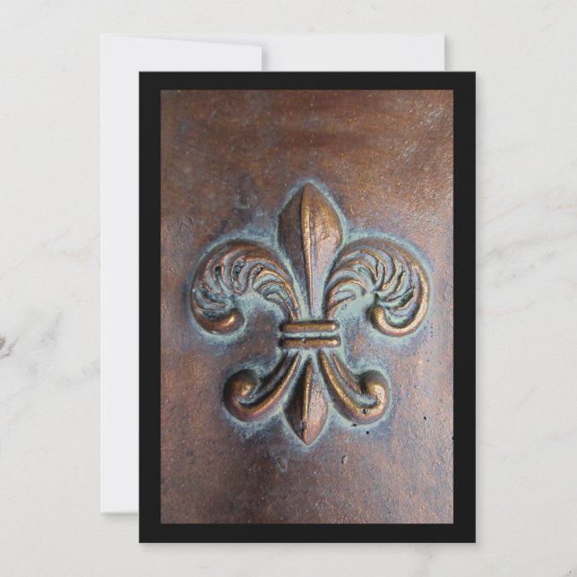 Invitation Fleur De Lis, Cuivre-Regard âgé imprimé (Devant)