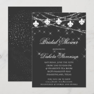 Invitation Fleur de Lis Fête des mariées gris charbon