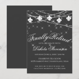 Invitation Fleur de Lis Gris Charbon   Retraite