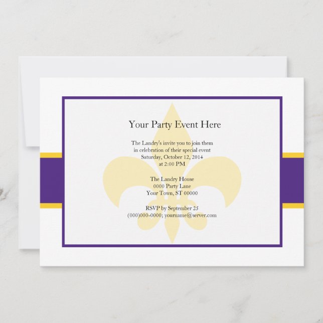 Invitation Fleur de Lis Jaune violet (Devant)