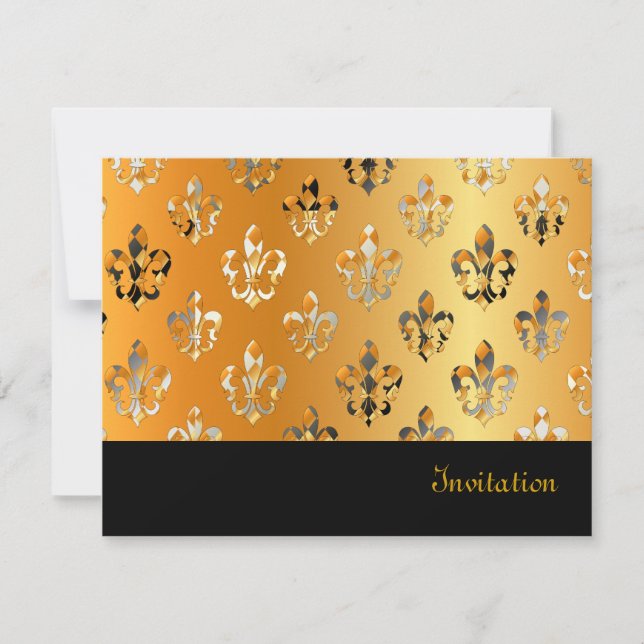 Invitation Fleur de Lis/noir + or (Devant)
