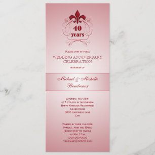 Invitation Fleur de Lis Rubis Anniversaire