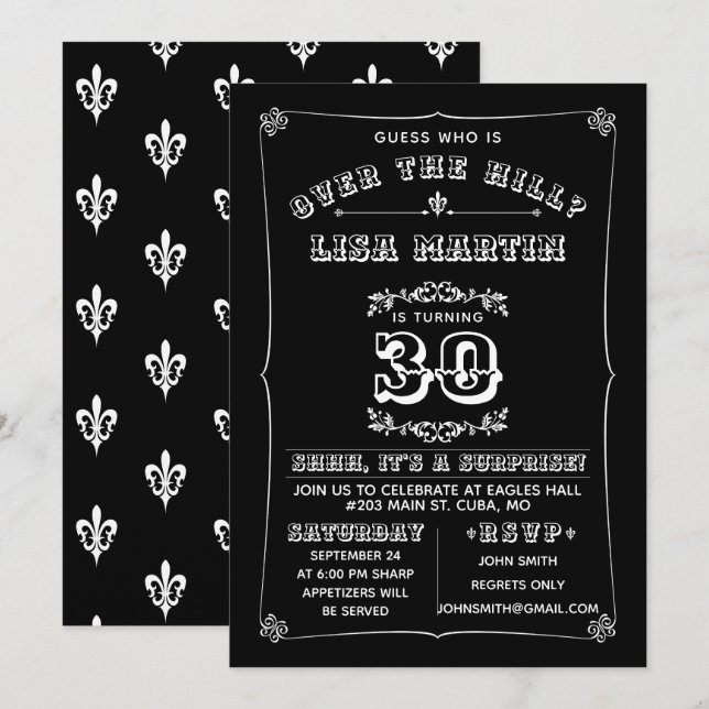 Invitation Fleur De Lis Sur L'Invitation À La Fête De La Coll (Devant / Derrière)