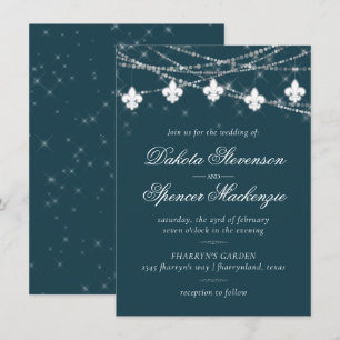 Invitation Fleur de Lis Turquoise   Moody Dark Mariage