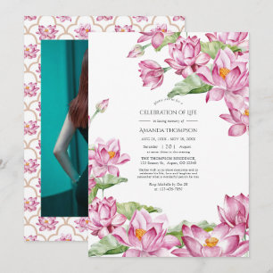 Invitation Fleur de lotus à l'aquarelle Célébration indienne