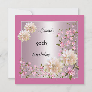 Invitation Fleur de lotus rose pour 50e anniversaire