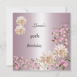 Invitation Fleur de lotus rose pour 50e anniversaire