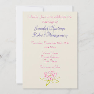 Invitation Fleur de Lotus simple / Mariage de Lys d'eau