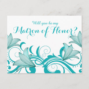 Invitation Fleur de Lyrica Matron d'honneur Demande   TURQUOI