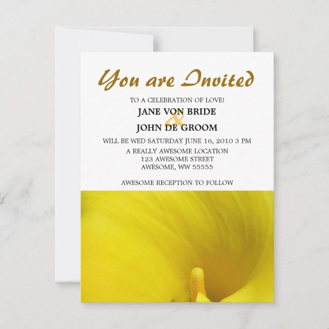 Invitation Fleur de lys calla jaune (Devant)