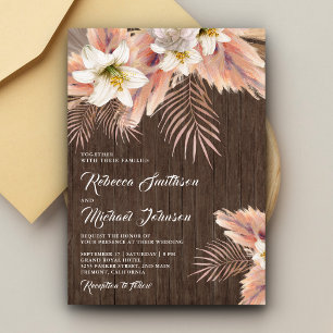 Invitation Fleur de Lys Fleur de Palmier Pampas Grange Bois M