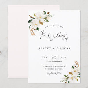 Invitation Fleur de Magnolia à l'aquarelle